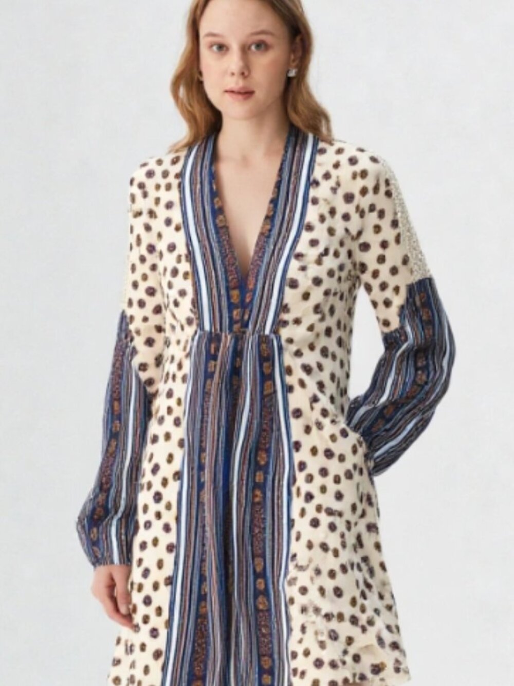 Free people Blossom sleeves lace up dress size M - Picture 4 of 11